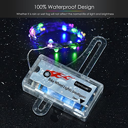 Bodyguard Bike Wheel Lights, Automatic and Manual lighting, Waterproof Bicycle Wheel Light String, Ultra Bright LED (1Pack) with BATTERIES INCLUDED! (pink)
