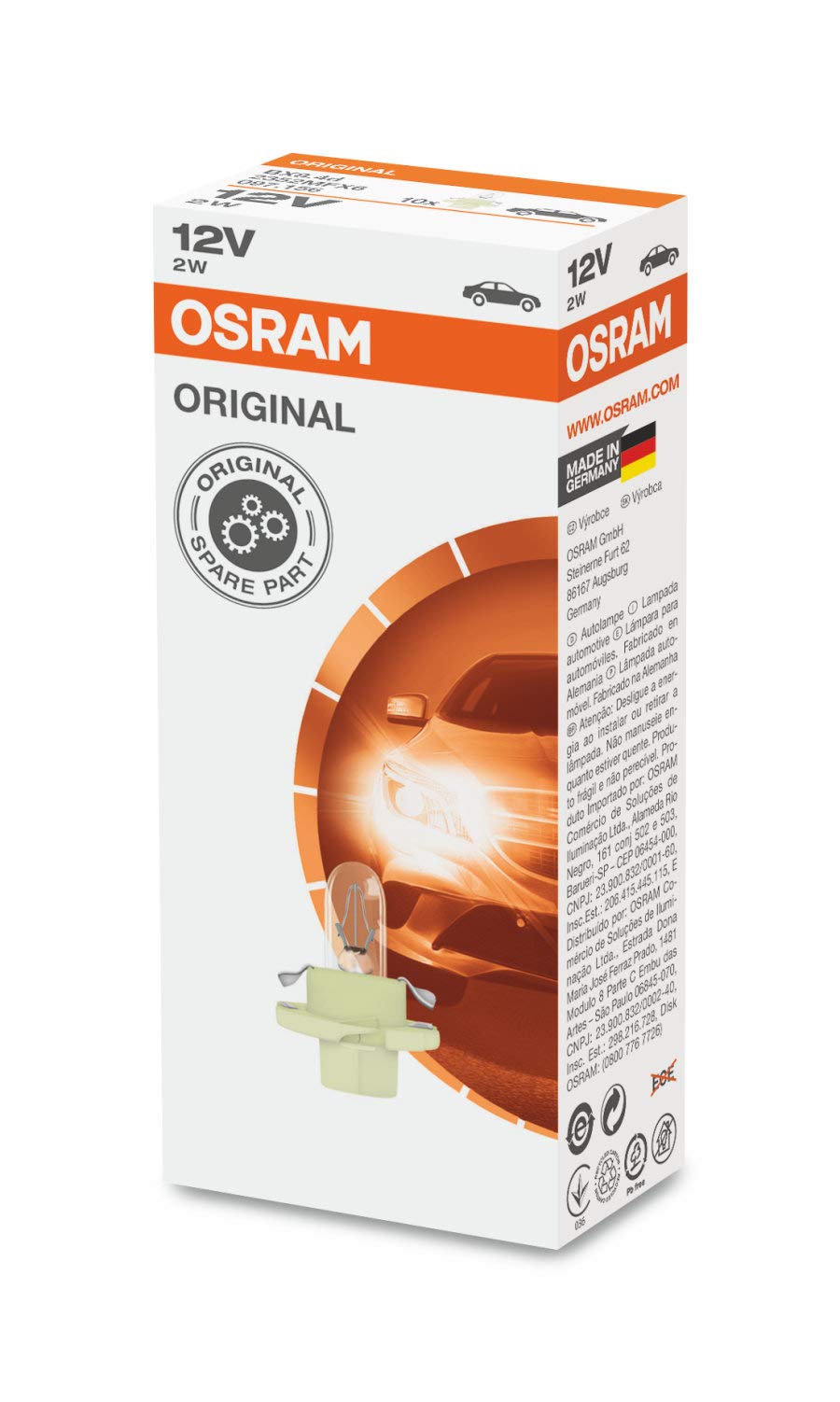 Osram 2452MFX6 Original Lamps for Printed Board Circuits, 12 V, 1.5 W, Set of 10