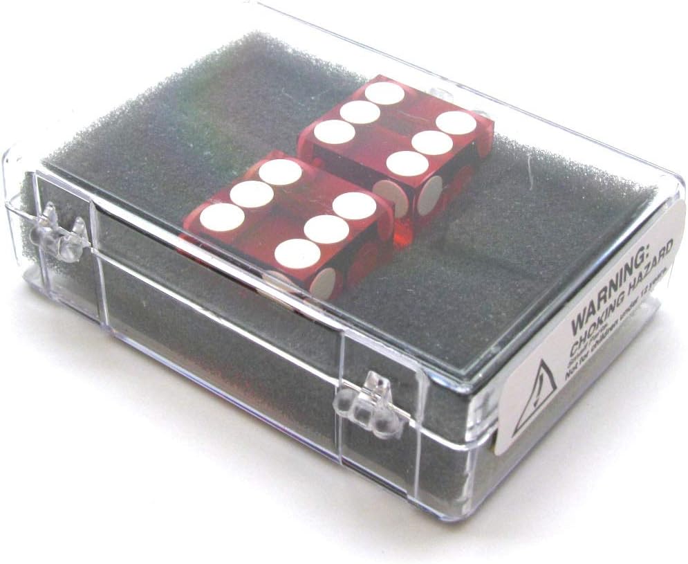 Koplow Games Case of 2 Large 19mm Transparent Non-Precision Dice - Red with White Pips