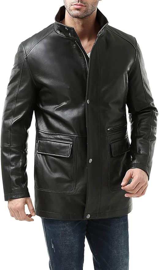 BGSD Men's Kyle New Zealand Lambskin Leather Car Coat at Amazon Men’s
