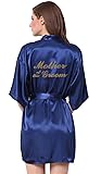 JOYTTON Women's Wedding Party Satin Robe With Gold