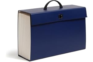 Smead Expanding File Box, Letter and Legal Size, 19 Pockets, Blue, Portable Handle and Latch Closure, Holds 1400 Sheets, for 