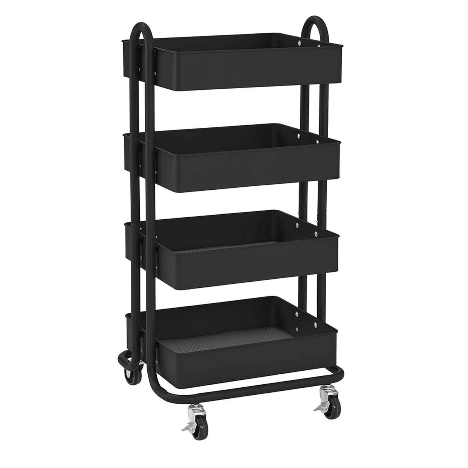 ECR4Kids 4-Tier Metal Rolling Utility Cart - Heavy Duty Mobile Storage Organizer, Black: Industrial & Scientific