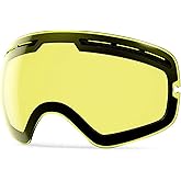 EXP VISION Snowboard Ski Goggles Men Women Youth, Anti Fog OTG Winter Snow Goggles Spherical Detachable Lens (Yellow)