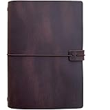 Refillable Leather Travelers Notebook -A5 Travel Journal with Lined Insert, 8.5 x 5.5 Inches, Dark Brown