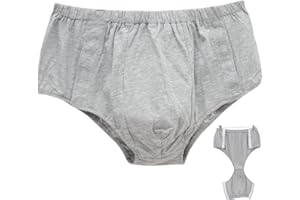 WEEOATAR Post Surgery Underwear with Snaps, Elastic Surgical Recovery Tear Away Medical Underwear for The Elderly, Disabled, Postpartum (Man, Grey, L)