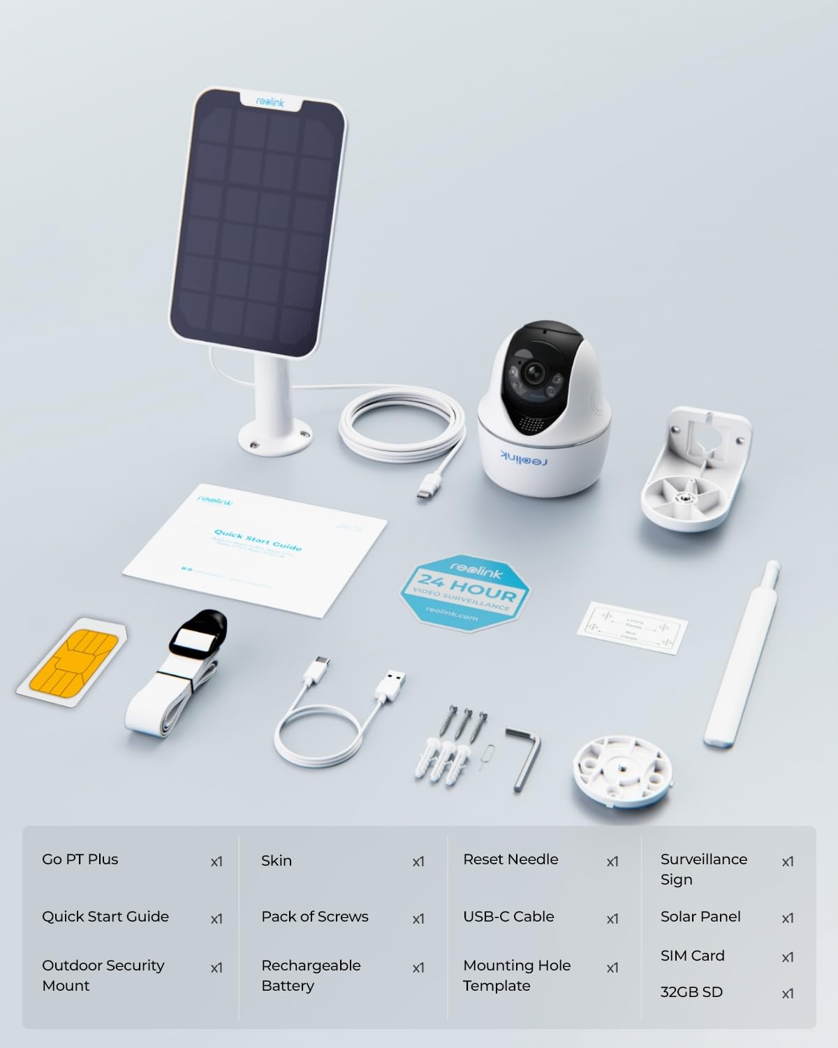REOLINK 5MP 4G LTE Cellular Security Camera Outdoor, 360° Pan-Tilt, Sim+32GB SD Card Included, Wireless Solar Powered, Color Night Vision, Smart AI Detection, Go PT Plus+Solar Panel, Updated Version