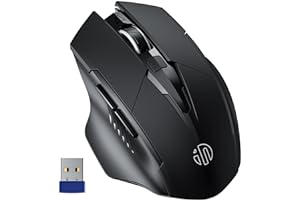 INPHIC Wireless Mouse 700mAh Large Ergonomic Rechargeable 2.4G Optical PC Laptop Cordless Mice with USB Nano Receiver, for Windows Computer Office, Black