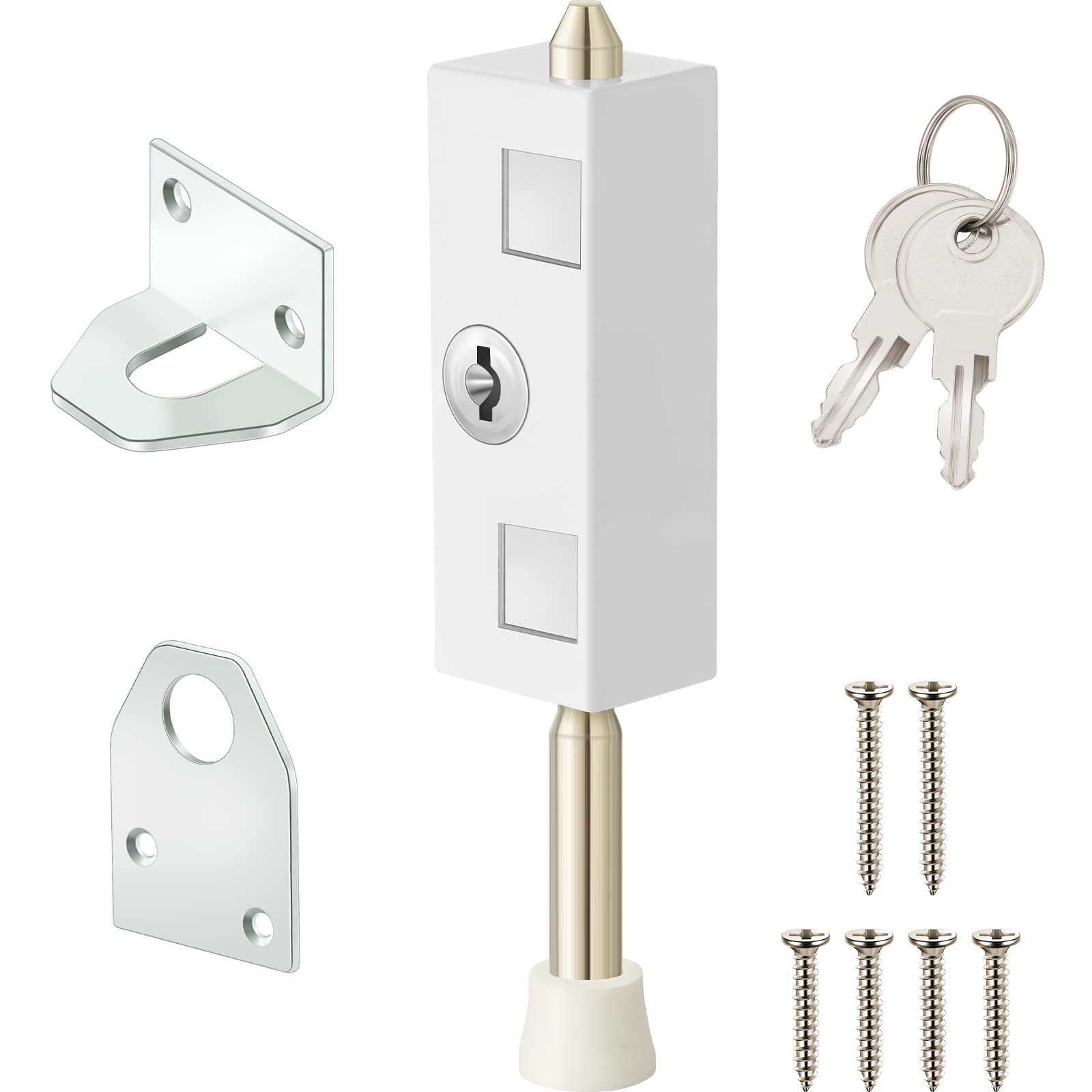 Photo 1 of Sliding Door Lock Rectangle Patio Door Lock Keyed for Glass Hinged Security Bar Steel Bolt Zinc Alloy Iron Portable to Prevent Sliding(1 Piece)