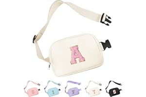 Aganmi Chenille Letter Crossbody Bags for Teen Girls Trendy Gifts Waterproof Fanny Packs for Women Cross Body, Initial Letter Belt Bag with Multiple Inner Pockets and Adjustable Strap,A