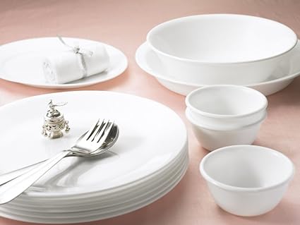 Corelle Livingware Winter Frost White Dinner Set, 14-Pieces