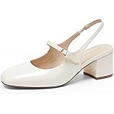 DREAM PAIRS Women's Mary Jane Low Chunky Heels Slingback Closed Square Toe Dress Shoes Wedding Party Work Office Pumps Shoes