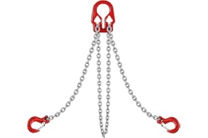 Heavy Duty Lifting Chains with Adjustable Hooks, 3/8 Inch x 10 Ft, Maximum Load 7500lbs, Dual Leg Chain Slings for Industrial