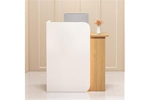 HXFAAFXH Reception Desk with LED Lights,Front Counter Desk with Lockable Drawer,Retail Checkout Counter,Modern Receptionist Desk for Supermarket Convenience Store Hotel Lobby Office(Color:White+Yellow)