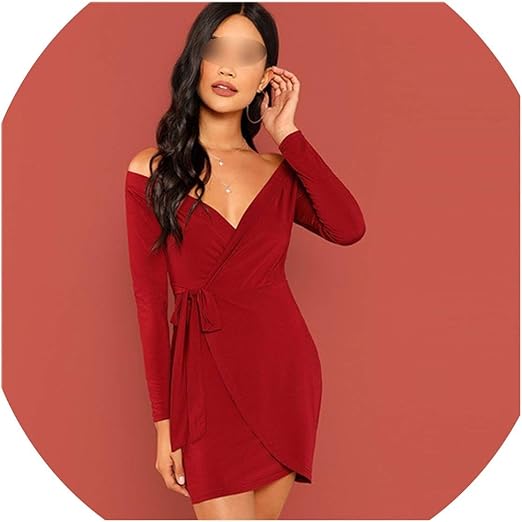 solid bardot wrap dress