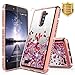 NageBee Glitter Quicksand Liquid Floating Flowing Sparkle Shiny Bling Luxury Cute Stylish Case w/[Tempered Glass Screen Protector] For ZTE ZMax Pro/ZTE Carry Z981/ZTE Blade X Max (Z983) -Rose Gold