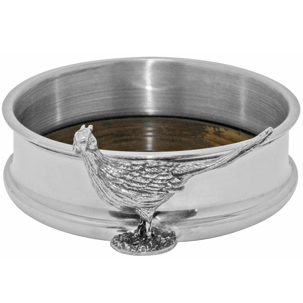 English Pewter Company Wine Bottle Coaster with Pheasant Adornment [PHS115]