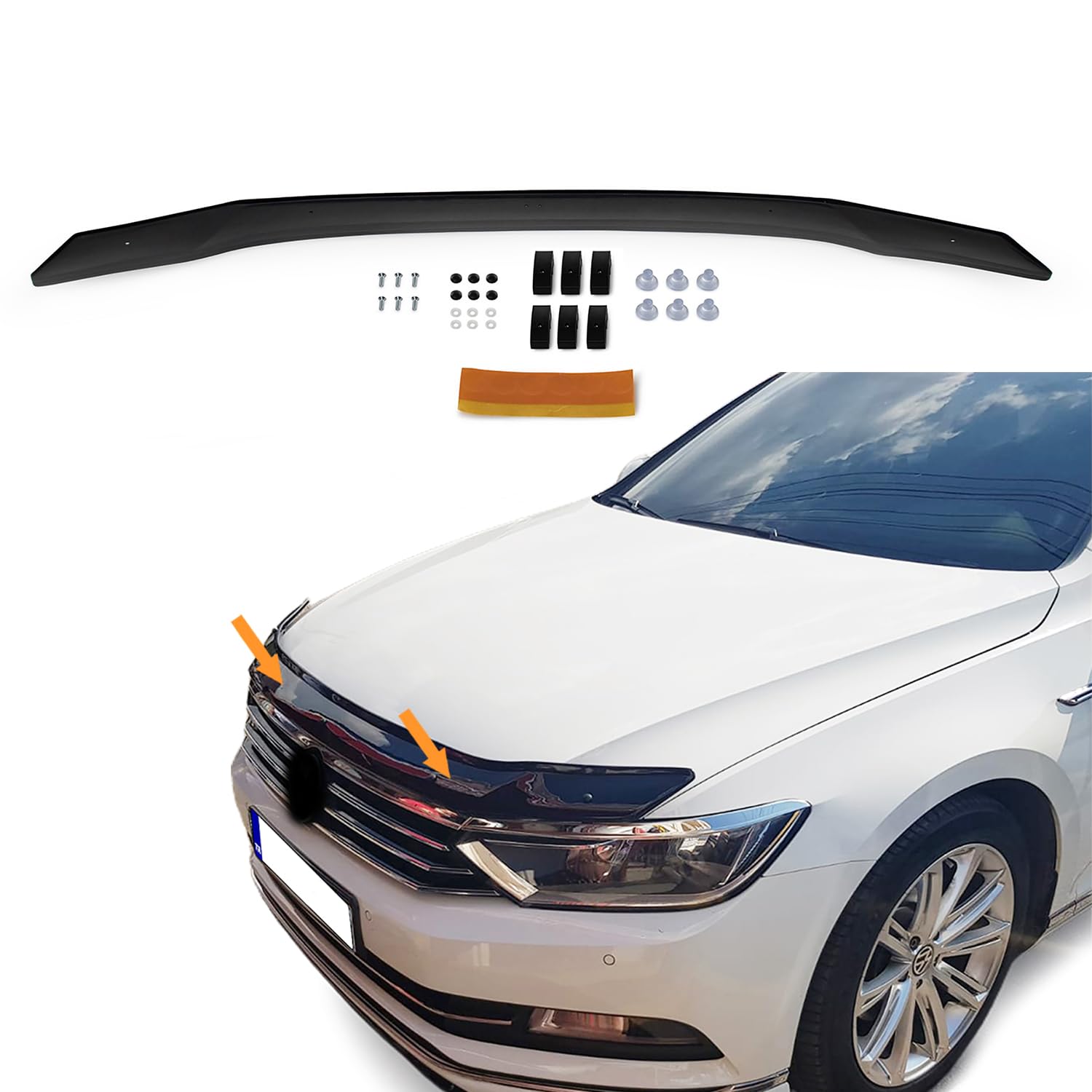 Photo 1 of ***SIMILAR ITEM*** Hood Deflector Guard fits Volkswagen Passat B8 2015-2022, Bugflector Bug & Bonnet Shields, Black ABS Hood Protector, Protects from Particles & Bug, All Weather Durable Car Exterior Accessories