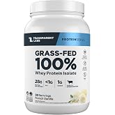 Transparent Labs Grass-Fed Whey Protein - 30 Servings, French Vanilla | Naturally Flavored, Gluten Free Whey Protein Powder with 28g of Protein per Serving &amp; 9 Amino Acids