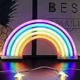 Rainbow Night Light for Kids Gift LED Rainbow Neon Signs Rainbow Lamp for Wall Decor Bedroom Decorations Home Accessories Party Holiday Decor Battery or USB Operated Table Night Lights