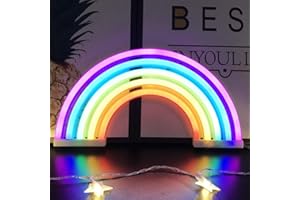 QIAOFEI Rainbow Night Light for Kids - LED Rainbow Neon Signs for Wall Decor, Bedroom Decorations, Home Accessories, Party & Holiday Decor - Battery or USB Operated Table Night Lights