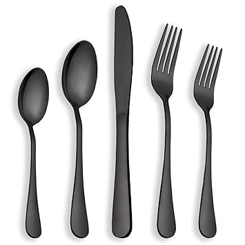 Berglander Besteck Schwarz Farbe, 30 Stück Schwarz Besteck, 30 Stück Schwarz Titan Besteck, 30 Stück Schwarz Vergoldet Edelst