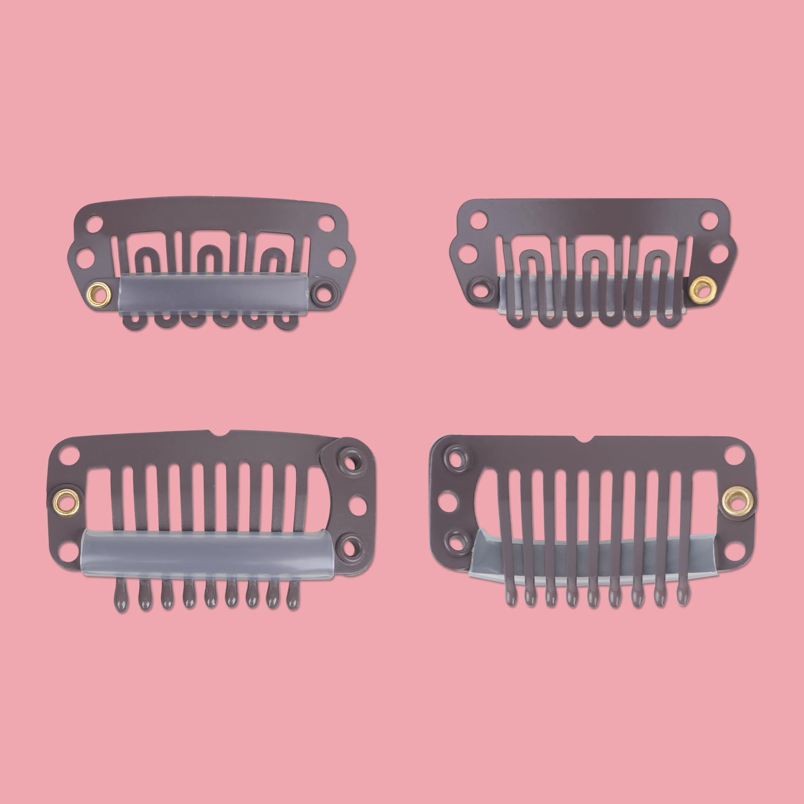 WENNALIFE 4 Brown Replacement Clips for Clip in Hair Extensions Sturdy Clips for Wire Hair Extensions Stainless Steel Clips — image 1
