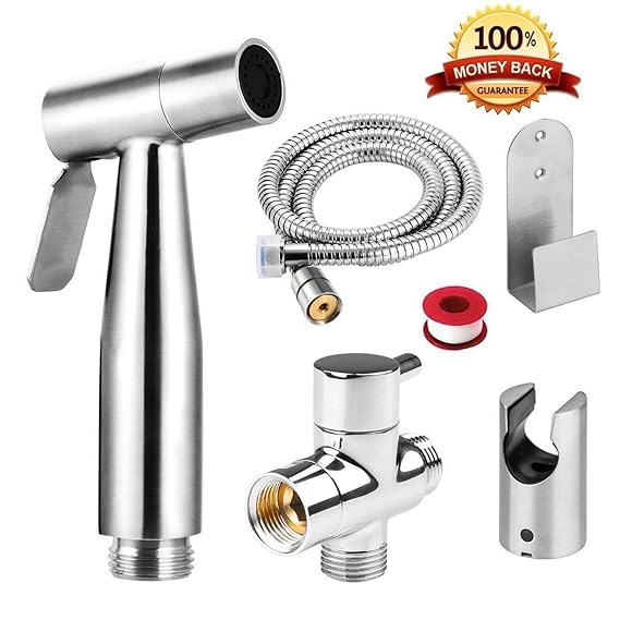 Bidet-Handbrause, Edelstahl Toilette Bad Bidet Set Massiv Waschbeckenbrause mit Schlauchbrause inkl