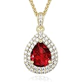 Valentine's Day Gift for Wife/Her-18K Gold Plated Teardrop Birthstone Necklace- with Light-Up Gift Box,Jewelry for Women,Anniversary Birthday Gifts for Women Her Wife Girlfriend Mom,Womens Jewelry