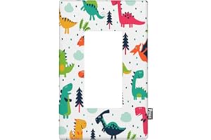 Pznen Dino Pattern Rocker Switch Plate Covers Dinosaur Triceratops Stegosaurus Animals Standard 1 Gang Rocker or Decorator Wall Plate for Teens Boys Room