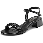 DREAM PAIRS Women's Low Heels for Women Braided Open Toe Ankle Strap Block Chunky Heel Sandals Holiday Party Wedding Dress Pumps Shoes