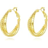 14k Gold Hoop Earrings for Women Twisted Chunky Hoop Earrings Thick Hoops Unique Gold Jewelry for Women Every Occasion