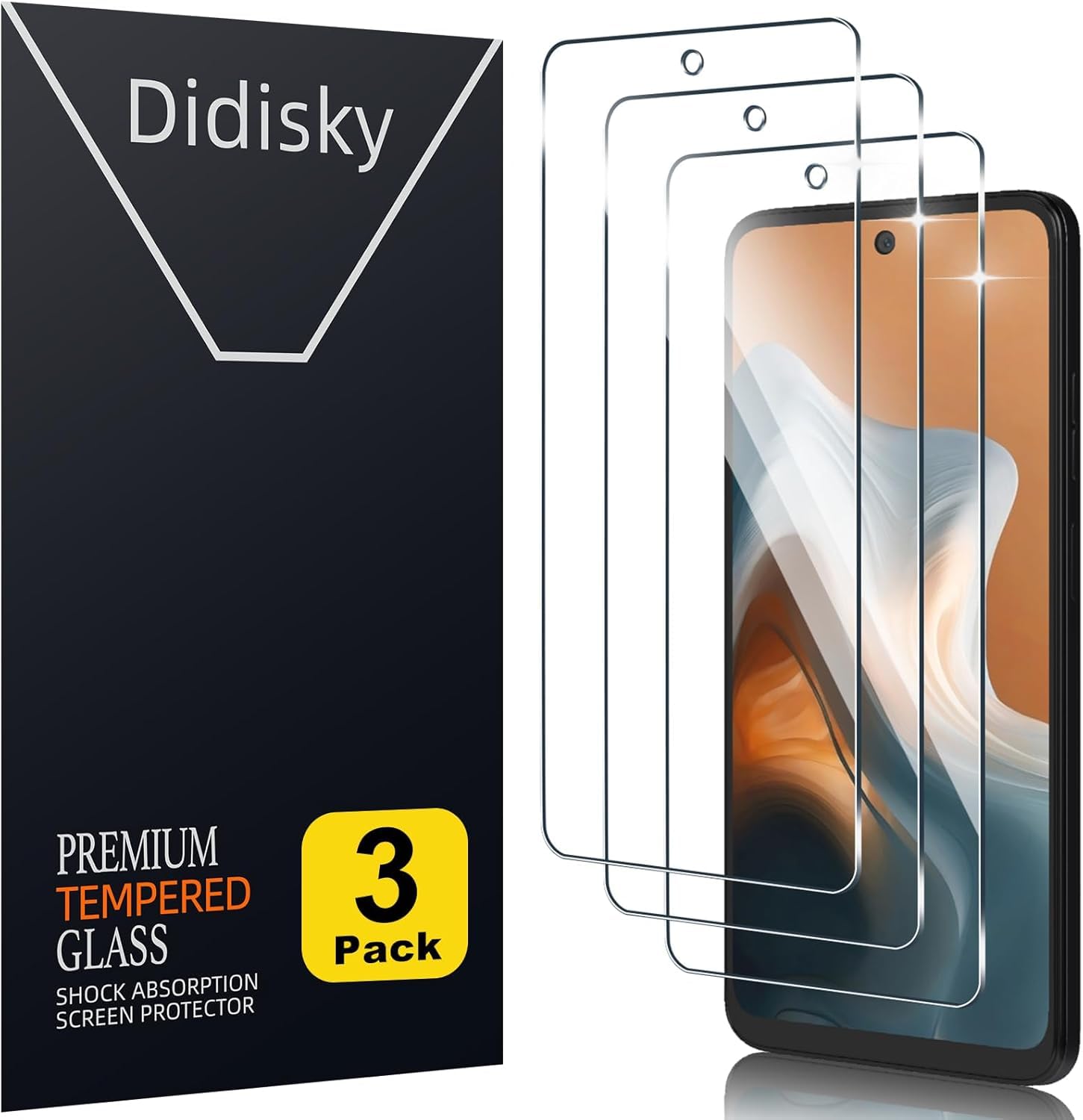 Didisky 3 Pack Tempered Glass Screen Protector for Motorola Moto G34, Scratch-Resistant, 9H Hardness, No Bubbles, High Definition Screen Protector, Easy to Use