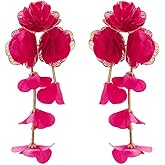 Boho Flower Earrings Multi-Layered Petal Earring Long Tassel Earring Colorful Floral Drop Dangle Stud Exaggerated Statement Summer Beach Jewelry for Women