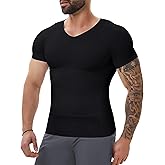 MISS MOLY Compression Shirts For Men Tummy Control Gynomastica Slimming Undershirt V Neck Short Sleeve Shapewear