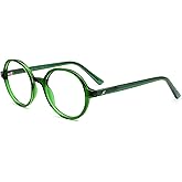 JFXQDR Round Blue Light Blocking Glasses Women Men, Circle Frame Computer Gaming Glasses Anti Glare & UV RF6206 (Basil Green)
