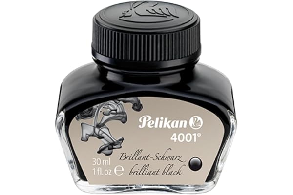Pelikan 4001 Bottled Ink for Fountain Pens, Brilliant Black, 30ml, 1 Each (301051)