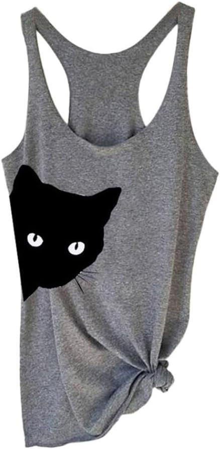 BaZhaHei Women Skull Printing Vest Sleeveless Blouse Tank Tops Shirt