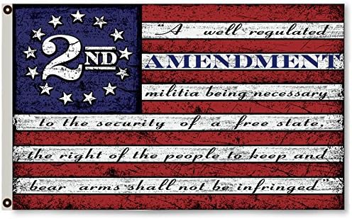 Flylong Second 2nd Amendment Vintage American Flag Banner USA Second 2A Man Cave Decor 3X5 Feet