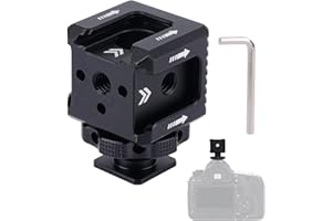 BOXOB Cold Shoe Mount Adapter with Hexagon Wrench, Aluminum Alloy Triple Cold Shoe Mount Camera Extension Bracket Attachment 