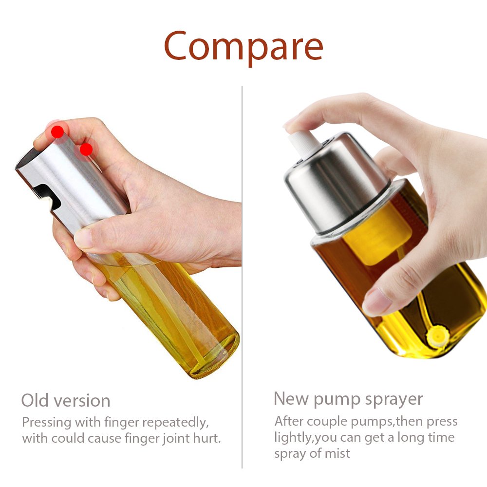 Oil Sprayer Stainless Steel Food-Grade Grass BPA Pump Spray Bottle for Cooking Frying Salad Baking BBQ Kitchen