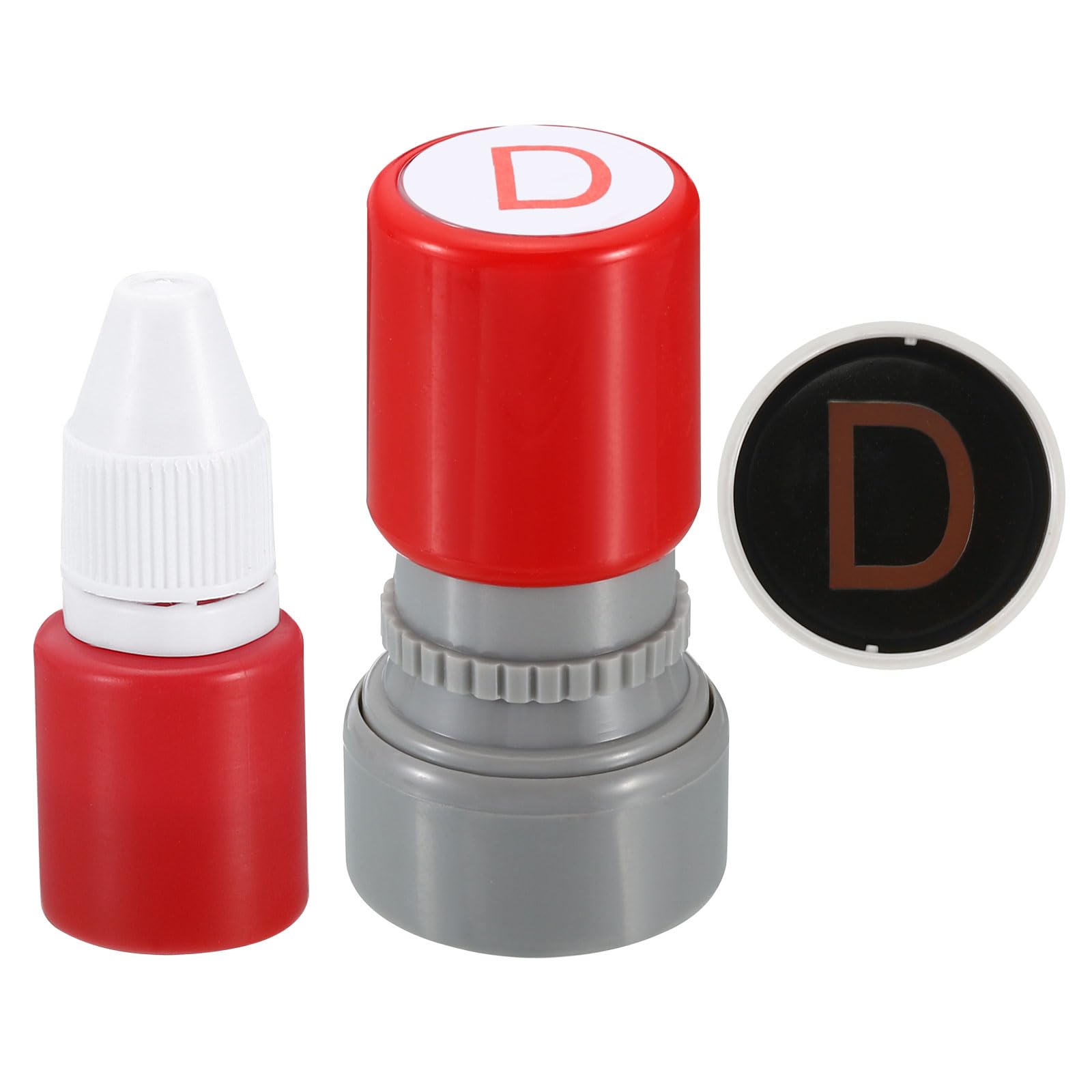 PATIKIL Letter Stamps Self Inking, Character D Alphabet Teacher Stamp Initial Stamp Mini Ink Stamp for Class Notebook Scrapbooking DIY Craft, Red Ink