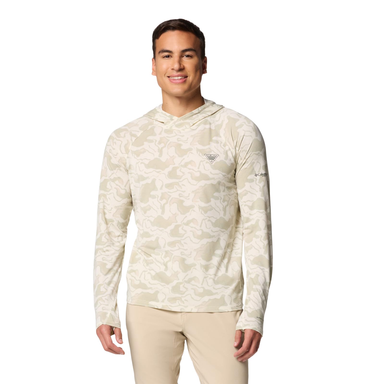 Columbia Men’s PFG Uncharted Long Sleeve Sun Protection Hoodie, Stone Swamplands, 6X