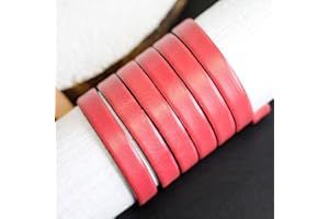 EZZO Flat Genuine Leather Cord for Bracelet Making 3/8 in. - Real Leather Strip for Jewelry, Keychain, DIY Craft Making, Watch Band, Purse Strap, 1.1 Yard (Red)