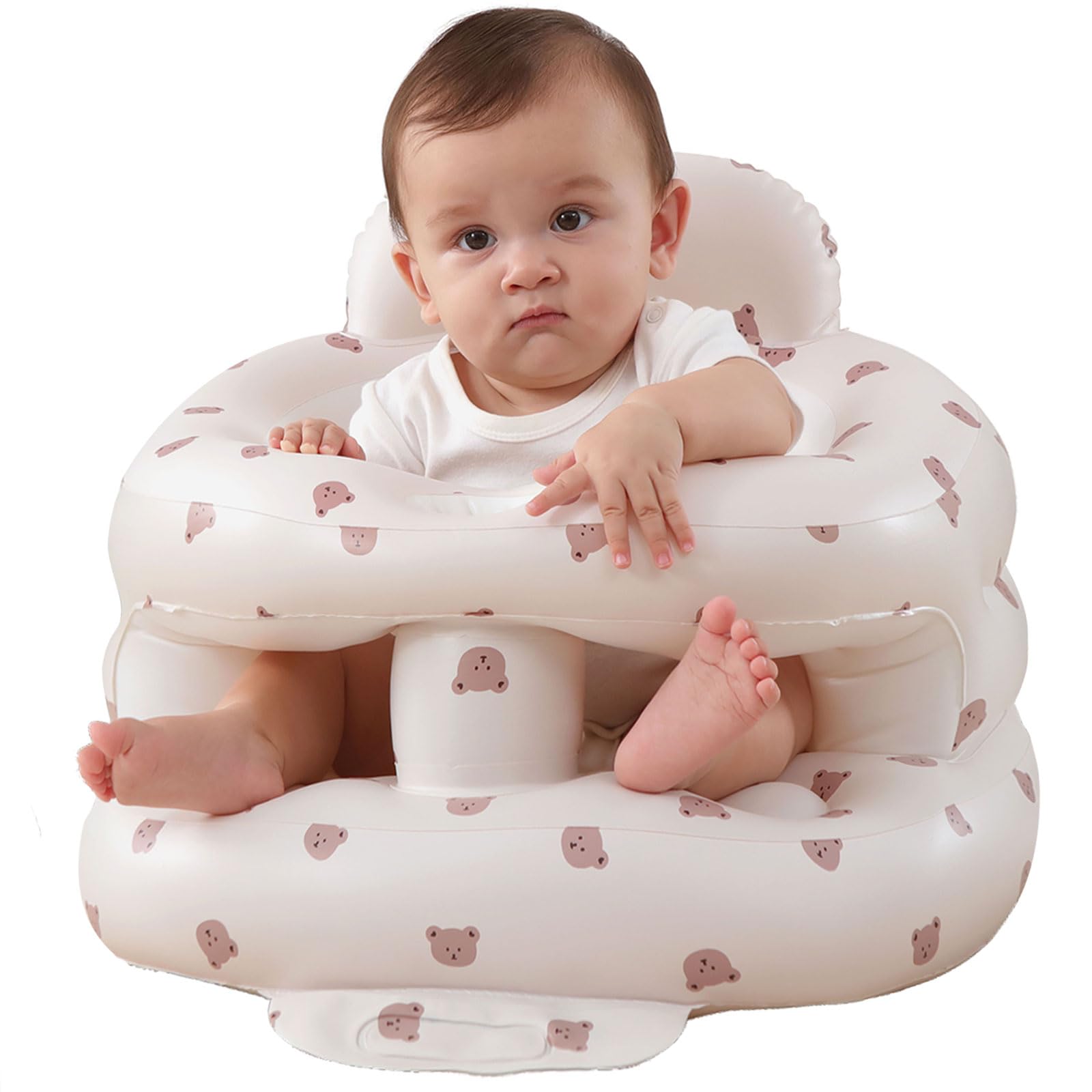 Photo 1 of AGITVPS Upgrade Inflatable Baby Seat with Tray for Babies 3-36 Months, Built in Air Pump Bumbo Seat with Tray, Baby Chair Sit Me up Floor Seat for Baby, Learning to Sit&Feeding (Surround-Bear)