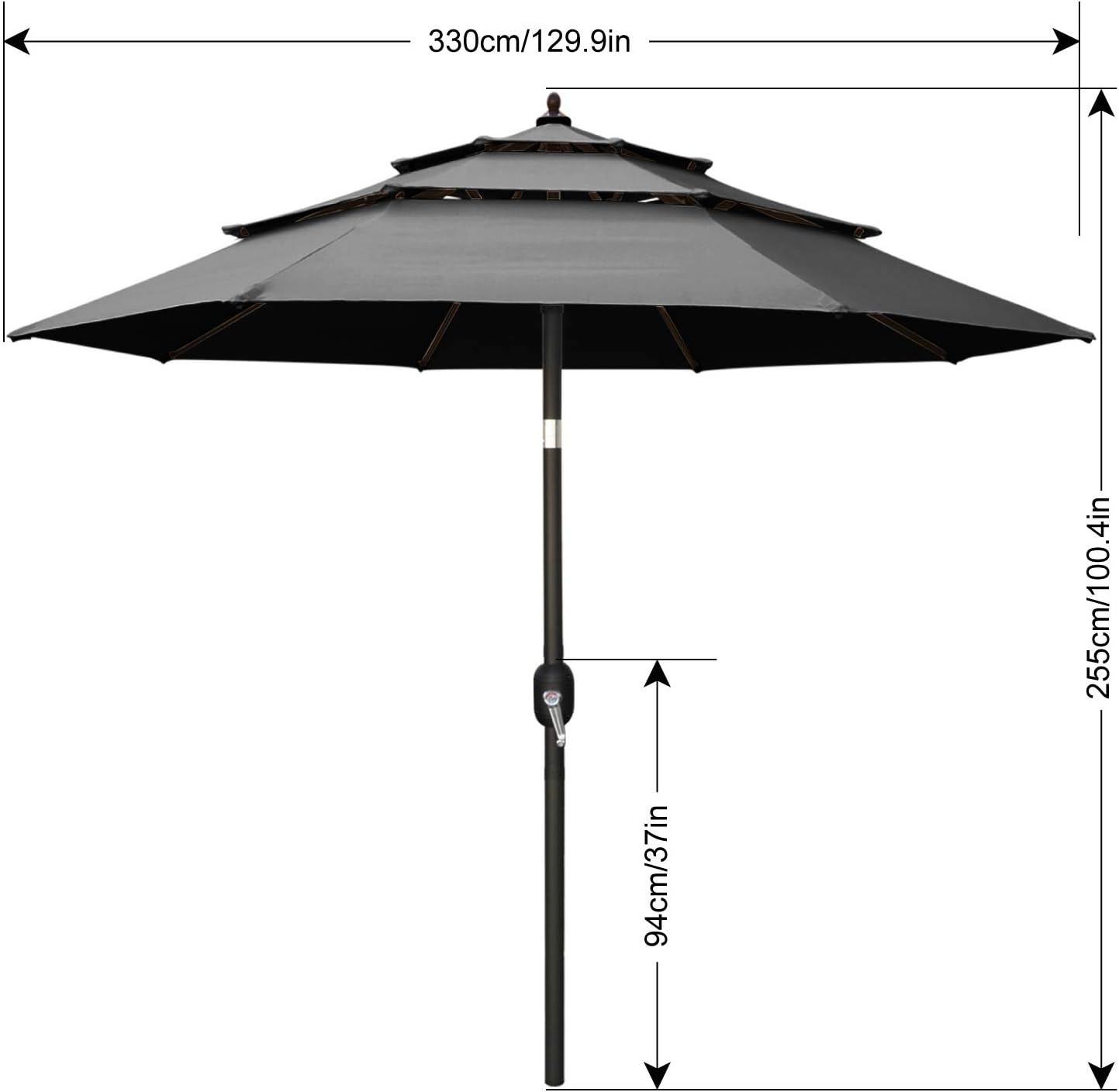 Amazon Com Abccanopy 11ft 3 Tiers Market Umbrella Patio Umbrella Outdoor Table Umbrella With Ventilation And Push Button Tilt For Garden Deck Backyard And Pool 8 Ribs Gray Garden Outdoor