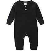 Unisex Newborn Baby Romper Ribbed Onesie Infant Long/Short Sleeve Jumpsuit