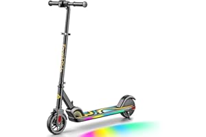 FanttikRide C9 Pro Kids Electric Scooter Ages 8-12, Colorful Rainbow Lights, E-Scooter for Kids 3.9-5.2 ft, 132 lbs, 5 Miles Range, Up to 40 min Ride Time, 5/8/10 MPH, 3 Adjustable Heights