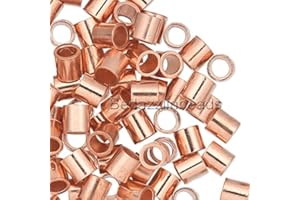 BEDAZZLINBEADS 100 Pure Copper Crimp Tube Beads Findings for Ending Beading Cord & Wire Ends (3mm x 3mm)