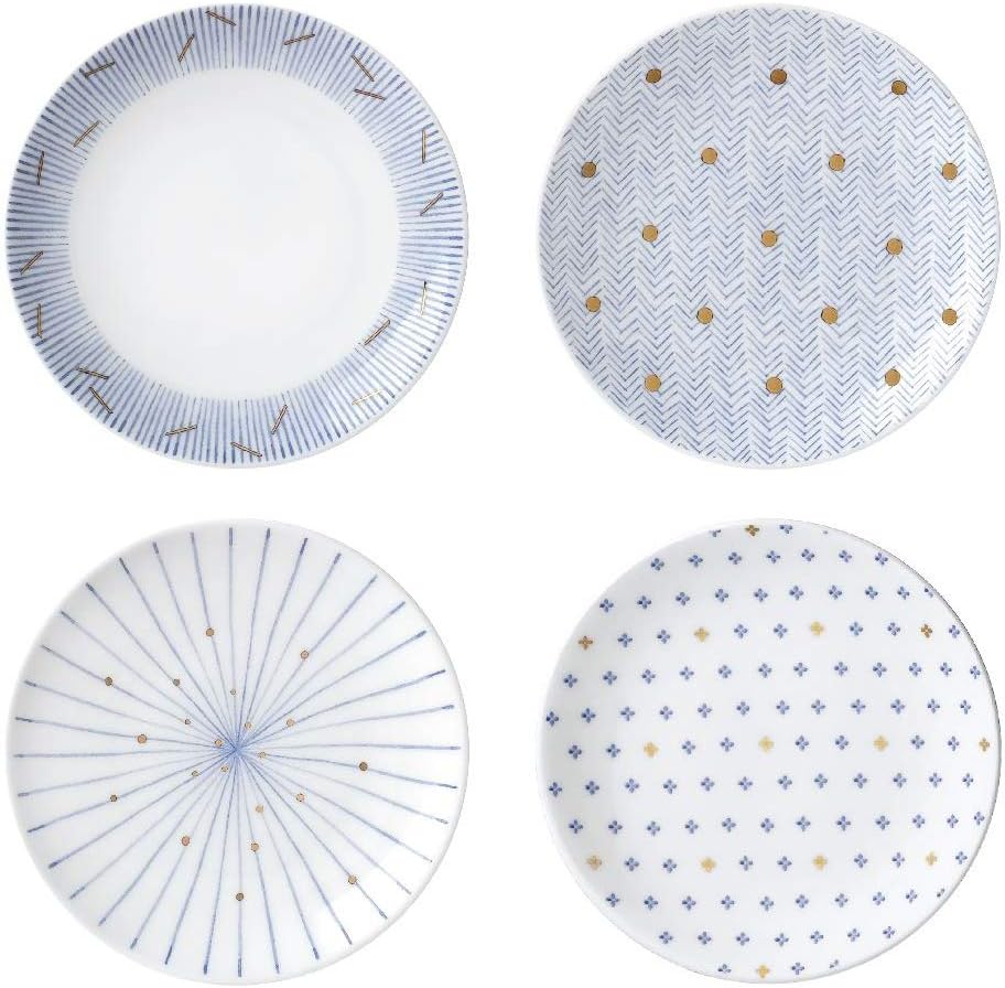 Hankook Chinaware Moire Dish Set 4P Home Dinnerware Bone Chinaware (5-inch)